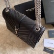 Borsa Replica 1:1 per buste medie YSL Saint Laurent Mix Matelasse nero argento hardware