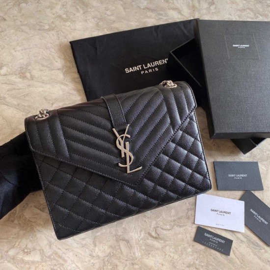 Borsa Replica 1:1 per buste medie YSL Saint Laurent Mix Matelasse nero argento hardware