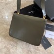 Borsa YSL Saint Laurent Carre Satchel in pelle scamosciata verde chiaro