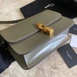 Borsa YSL Saint Laurent Carre Satchel in pelle scamosciata verde chiaro
