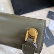 Borsa YSL Saint Laurent Carre Satchel in pelle scamosciata verde chiaro