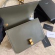 Borsa YSL Saint Laurent Carre Satchel in pelle scamosciata verde chiaro