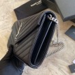 Imitazione Portafoglio con catena YSL Saint Laurent con busta a catena in pelle martellata nero argento hardware