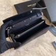 Imitazione Portafoglio con catena YSL Saint Laurent con busta a catena in pelle martellata nero argento hardware