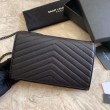 Portafoglio con catena YSL Saint Laurent con busta a catena in pelle martellata nera nera hardware