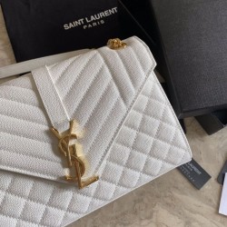 Cloni Firmate Busta con busta media YSL Saint Laurent Mix Matelasse bianca imitazioni