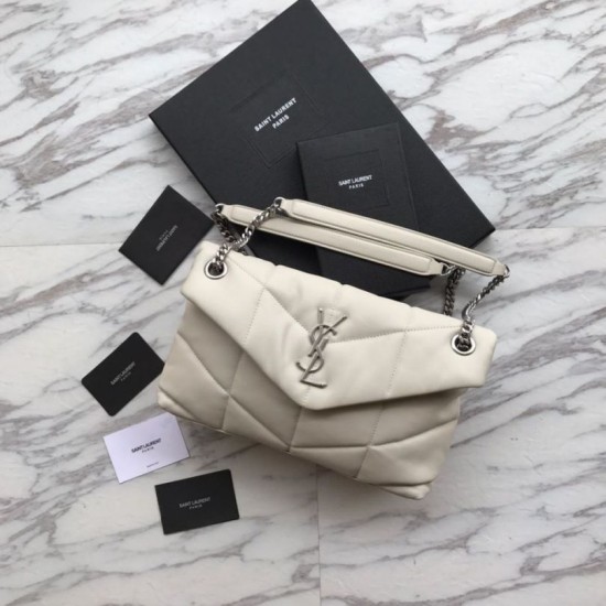 Imitazioni borse griffate piccola Puffer YSL Saint Laurent bianca