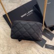Borsa YSL Saint Laurent Becky con doppia zip in pelle di agnello trapuntata nera