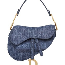 Cloni Firmate Imitazione Christian Dior Borsa da Saddle in tela denim blu imitazioni