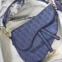 Imitazione Christian Dior Borsa da Saddle in tela denim blu Dupe Perfetta Cloni Firmate Imitazione Christian Dior Borsa da Saddle in tela denim blu imitazioni