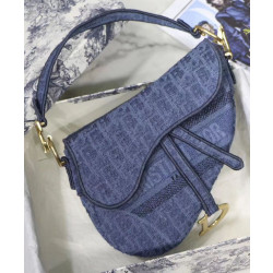 Imitazione Christian Dior Borsa da Saddle in tela denim blu