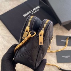 Borsa YSL Saint Laurent Becky con doppia zip in pelle di agnello trapuntata nera Dupe Perfetta Cloni Firmate Borsa YSL Saint Laurent Becky con doppia zip in pelle di agnello trapuntata nera imitazioni