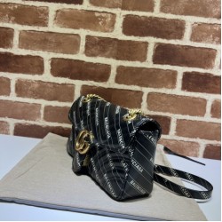 Imitazione The Hacker Project borsa piccola GG Marmont 443497 Nera