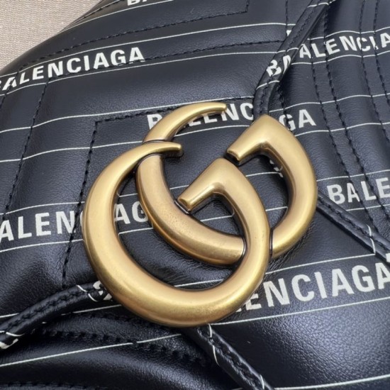 Imitazione The Hacker Project borsa piccola GG Marmont 443497 Nera