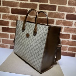 Borsa media con borsa G intrecciata 674148 marrone