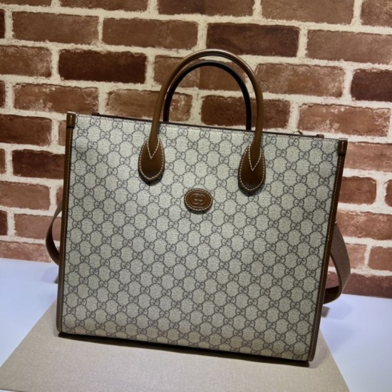 Borsa media con borsa G intrecciata 674148 marrone