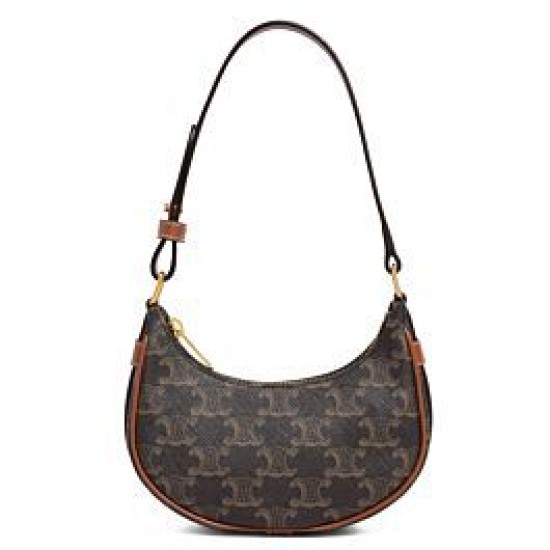 Celine Mini Ava In Tela Triomphe E Pelle Di Vitello Marrone