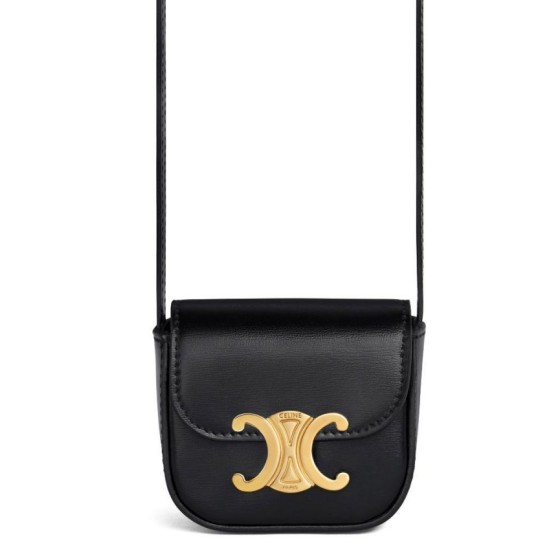 Celine Mini Triomphe In Vitello Lucido Nero