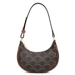 Celine Mini Ava In Tela Triomphe E Pelle Di Vitello Marrone