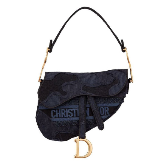 Borsa di tela ricamata mimetica con sella Christian Dior Borsa di tela ricamata mimetica con sella Christian Dior