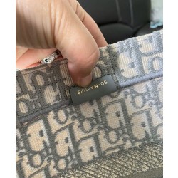 Borsa tote Christian Dior con ricamo obliquo Dior grigia