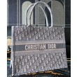 Borsa tote Christian Dior con ricamo obliquo Dior grigia