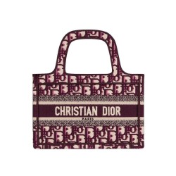 Qualità superiore replica tote Christian Dior Mini Book Qualità superiore replica di tela ricamata obliqua originale Dior rossa