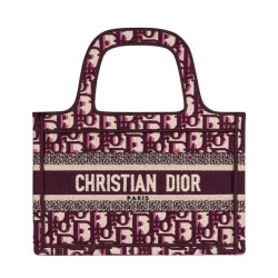 Cloni Firmate Qualità superiore replica tote Christian Dior Mini Book Qualità superiore replica di tela ricamata obliqua originale Dior rossa imitazioni