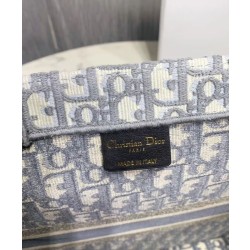 Tote libro Christian Dior con ricamo obliquo Dior grigio