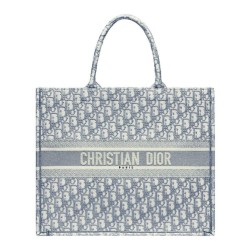 Tote libro Christian Dior con ricamo obliquo Dior grigio