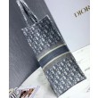 Tote libro Christian Dior con ricamo obliquo Dior grigio