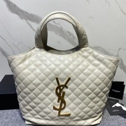 Borsa YSL Saint Laurent Icare Maxi Shopping In Pelle Di Agnello Trapuntata Bianca Borsa YSL Saint Laurent Icare Maxi Shopping In Pelle Di Agnello Trapuntata Bianca
