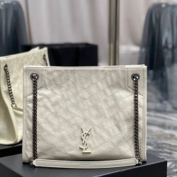 YSL Saint Laurent NIKI Borse Replica shopping media in pelle stropicciata vintage Bianco