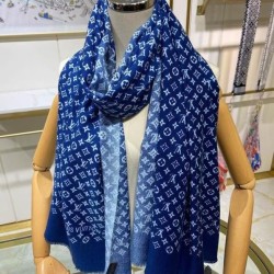 Sciarpa lunga sfumata in denim da donna di Louis Vuitton blu