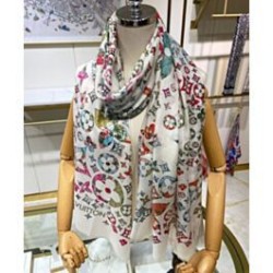 Sciarpa monogramma da donna Louis Vuitton bianca