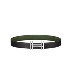 Alta gamma replica Fibbia per cintura Hermes H Au Carré &amp; Cinturino in pelle reversibile 32mm verde