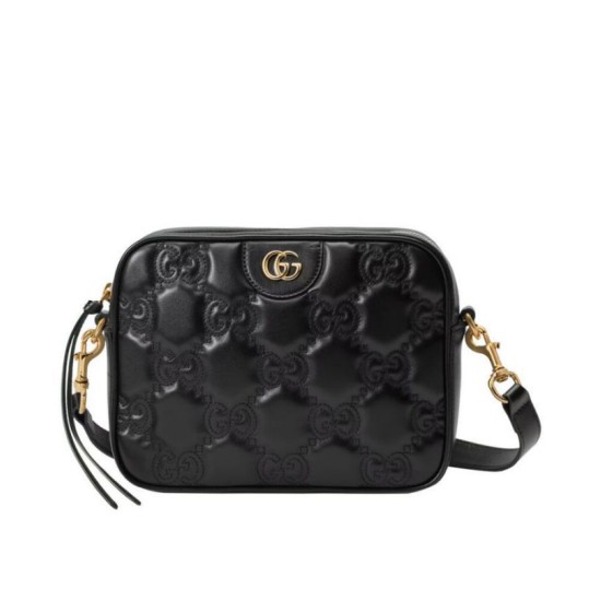 Borsa a tracolla in pelle Gucci GG Matelasse 702234 nera