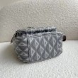 Borsa a tracolla in tela Dior Mini Rider CD Diamond grigia