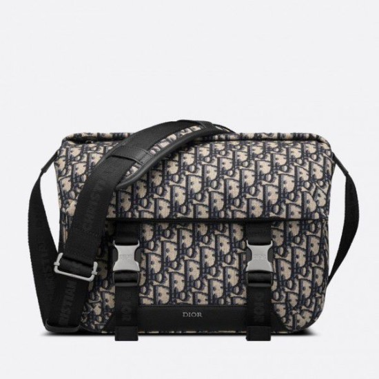 Borsa a tracolla jacquard Dior Explorer Dior Oblique nera