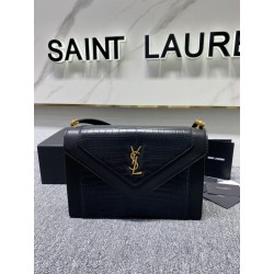 Borsa Replica 1:1 a Tracolla YSL Saint Laurent Gaby Pelle di vitello Stampa Coccodrillo Nero