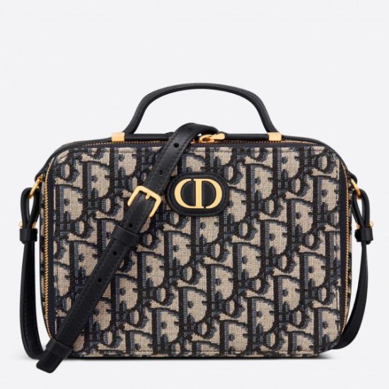 Borse Replica Alta Qualità Dior 30 Montaigne Box Dior Oblique Jacquard Blu