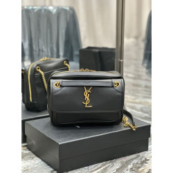 Borsa fotografica YSL Saint Laurent Niki in pelle liscia Nera