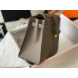 Borsa Hermes Kelly 25cm Sellier Epsom in pelle grigia Borsa Hermes Kelly 25cm Sellier Epsom in pelle grigia