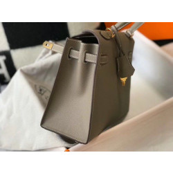 Borsa Hermes Kelly 25cm Sellier Epsom in pelle grigia