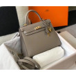 Borsa Hermes Kelly 25cm Sellier Epsom in pelle grigia Borsa Hermes Kelly 25cm Sellier Epsom in pelle grigia