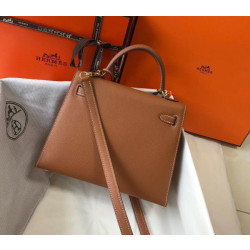 Borse Replica Alta Qualità Hermes Kelly 25cm Sellier Epsom in pelle marrone