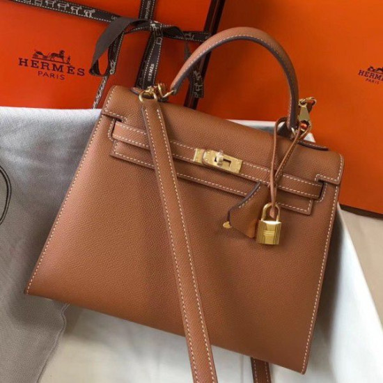 Borse Replica Alta Qualità Hermes Kelly 25cm Sellier Epsom in pelle marrone Borse Replica Alta Qualità Hermes Kelly 25cm Sellier Epsom in pelle marrone