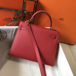 Borsa Hermes Kelly 25cm Sellier Epsom in pelle rossa