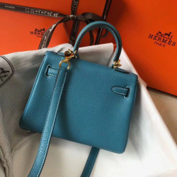 Borse Imitazioni Hermes Mini Kelly 20cm Blue Jean