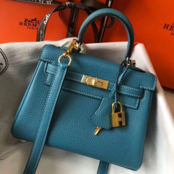 Borse Imitazioni Hermes Mini Kelly 20cm Blue Jean